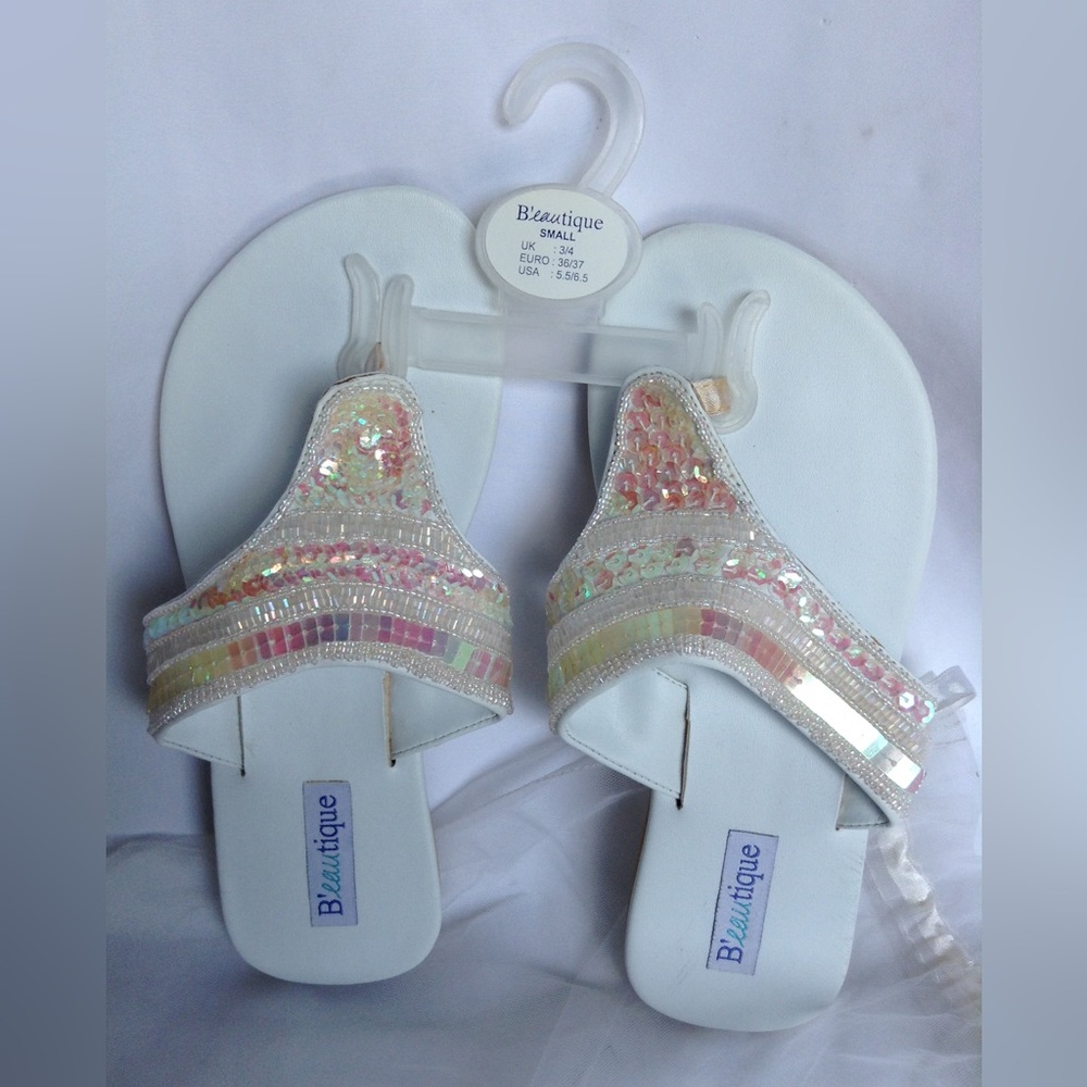 New sequin sandals white Small